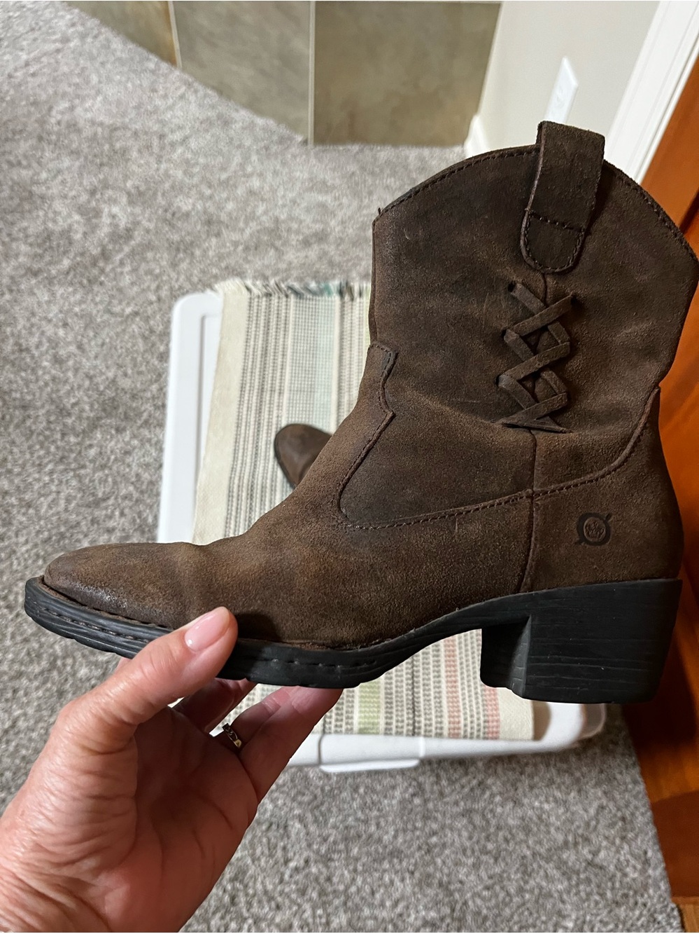 Born Brown Suede Western-Style Ankle Boot
